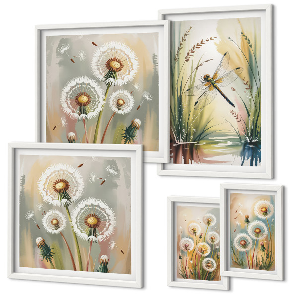 Conjunto de cuadros decorativos Libélulas florales al estilo de la naturaleza