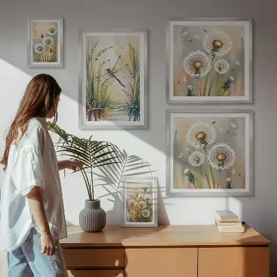 Conjunto de cuadros decorativos con diseño de libélulas florales al estilo de la naturaleza