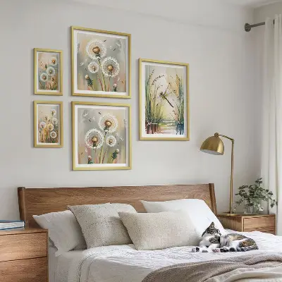 Conjunto de cuadros decorativos con diseño de libélulas florales al estilo de la naturaleza