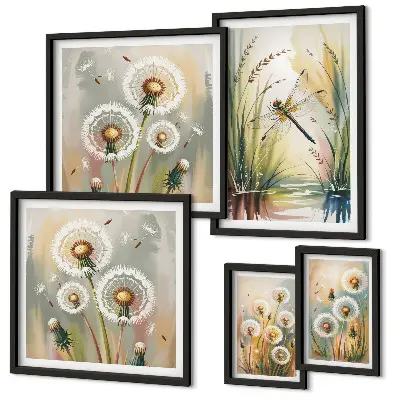 Conjunto de cuadros decorativos con diseño de libélulas florales al estilo de la naturaleza