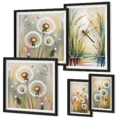 Conjunto de cuadros decorativos Libélulas florales al estilo de la naturaleza