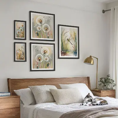 Conjunto de cuadros decorativos con diseño de libélulas florales al estilo de la naturaleza