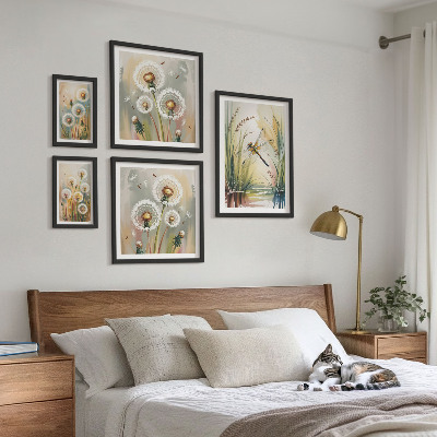 Conjunto de cuadros decorativos Libélulas florales al estilo de la naturaleza