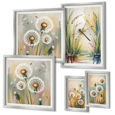 Conjunto de cuadros decorativos con diseño de libélulas florales al estilo de la naturaleza