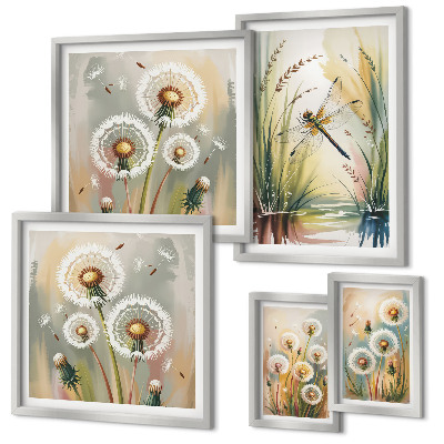 Conjunto de cuadros decorativos Libélulas florales al estilo de la naturaleza
