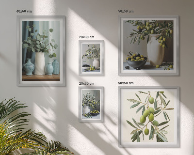 Pared galería de arte Flores de aceitunas verdes al estilo escandinavo