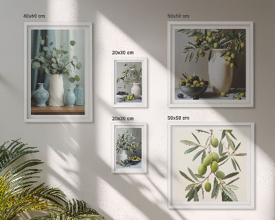 Pared galería de arte Flores de aceitunas verdes al estilo escandinavo
