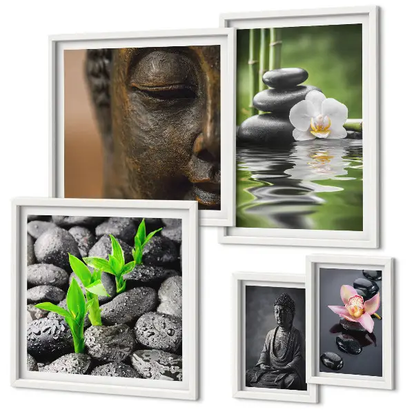 Pared de galería de arte con ambiente zen relajante