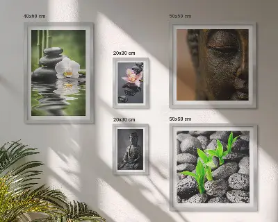 Pared de galería de arte con ambiente zen relajante