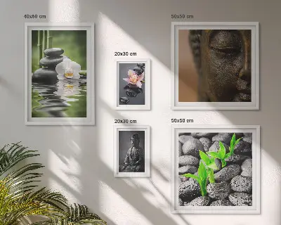 Pared de galería de arte con ambiente zen relajante
