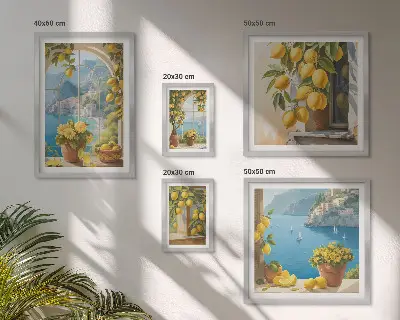 Conjunto de cuadros decorativos con motivos de toques de limón, Provenza y mar