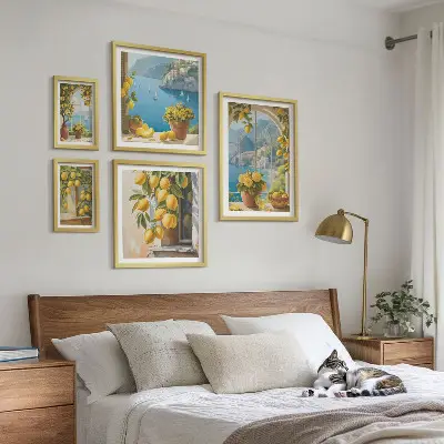 Conjunto de cuadros decorativos con motivos de toques de limón, Provenza y mar