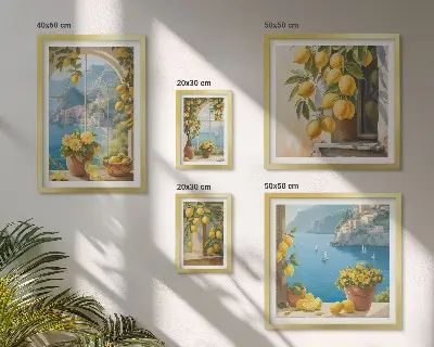Conjunto de cuadros decorativos con motivos de toques de limón, Provenza y mar