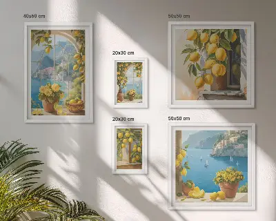 Conjunto de cuadros decorativos con motivos de toques de limón, Provenza y mar