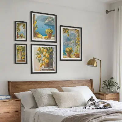 Conjunto de cuadros decorativos con motivos de toques de limón, Provenza y mar