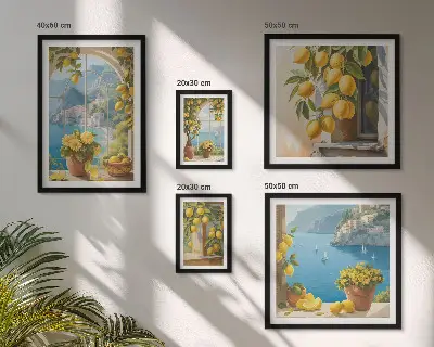 Conjunto de cuadros decorativos con motivos de toques de limón, Provenza y mar