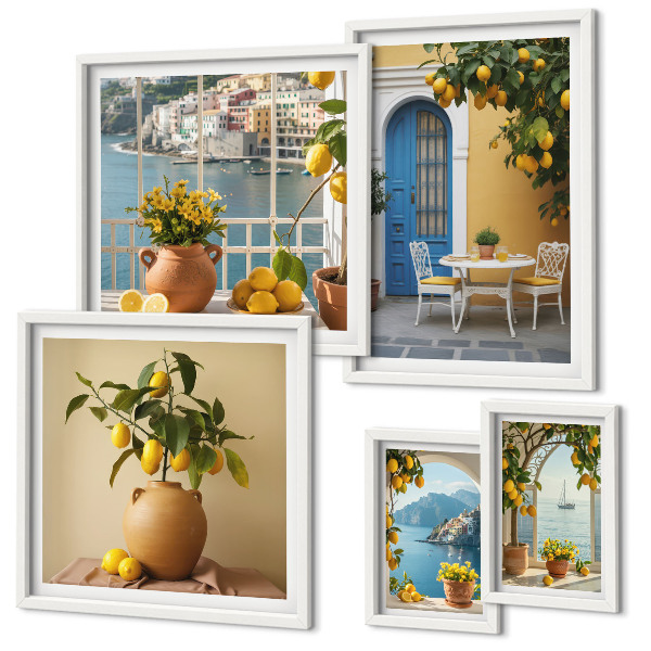 Set de 5 cuadros para salón Inspiraciones de sol de limón