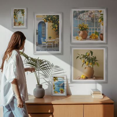 Set de 5 cuadros para salón Inspiraciones de sol de limón