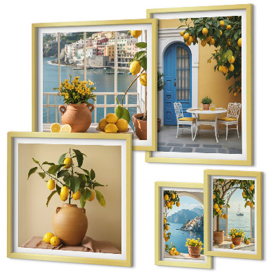 Set de 5 cuadros para salón Inspiraciones de sol de limón