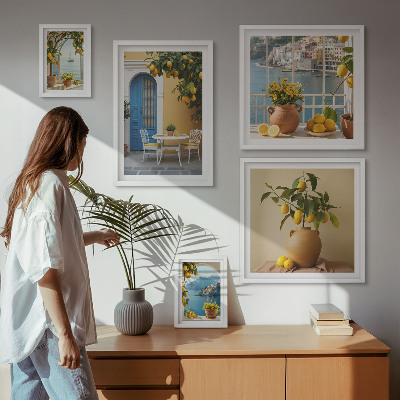 Set de 5 cuadros para salón Inspiraciones de sol de limón