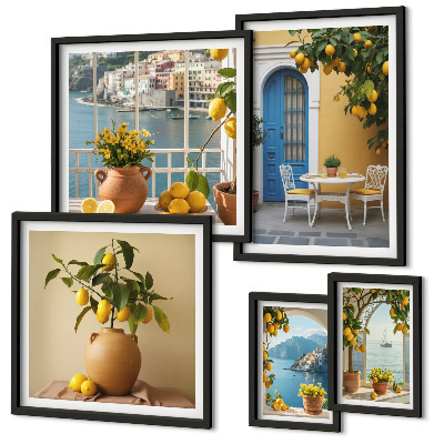 Set de 5 cuadros para salón Inspiraciones de sol de limón