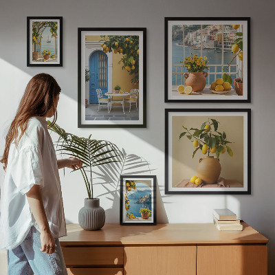 Set de 5 cuadros para salón Inspiraciones de sol de limón