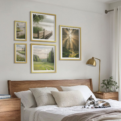 Conjunto de cuadros decorativos Paisajes forestales sol agua