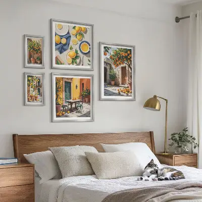 Conjunto de cuadros decorativos con diseño de frutas cítricas en los jardines