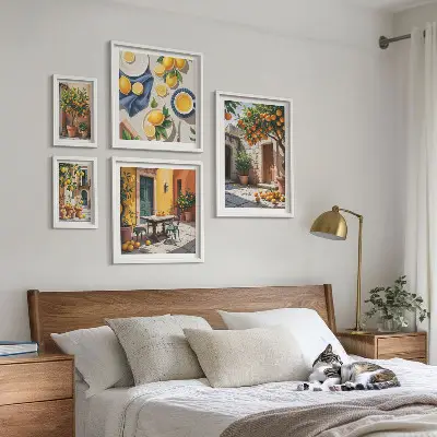 Conjunto de cuadros decorativos con diseño de frutas cítricas en los jardines