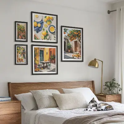Conjunto de cuadros decorativos con diseño de frutas cítricas en los jardines