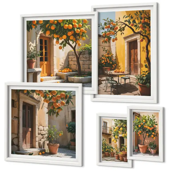Pared galería de arte diseño de frutas cítricas en los jardines
