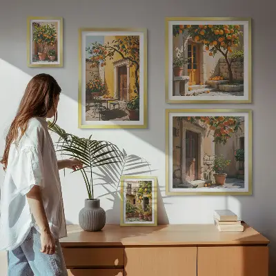 Pared galería de arte diseño de frutas cítricas en los jardines