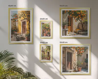 Pared galería de arte diseño de frutas cítricas en los jardines
