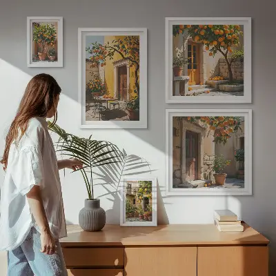 Pared galería de arte diseño de frutas cítricas en los jardines