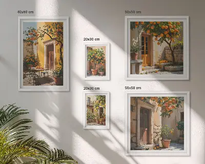 Pared galería de arte diseño de frutas cítricas en los jardines
