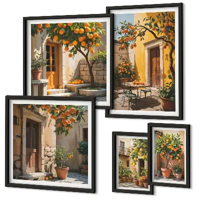 Pared galería de arte diseño de frutas cítricas en los jardines