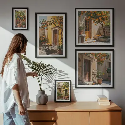Pared galería de arte diseño de frutas cítricas en los jardines