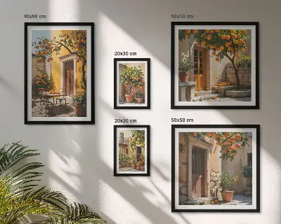 Pared galería de arte diseño de frutas cítricas en los jardines