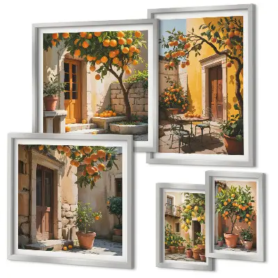 Pared galería de arte diseño de frutas cítricas en los jardines