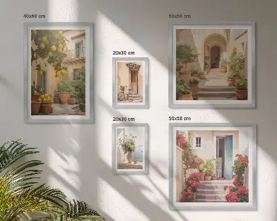 Conjunto de cuadros decorativos con diseño de calles, flores, cítricos y estilo Provenza