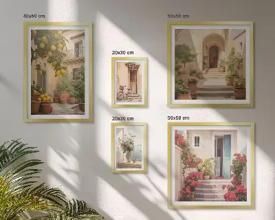 Conjunto de cuadros decorativos con diseño de calles, flores, cítricos y estilo Provenza