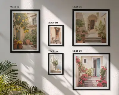 Conjunto de cuadros decorativos con diseño de calles, flores, cítricos y estilo Provenza