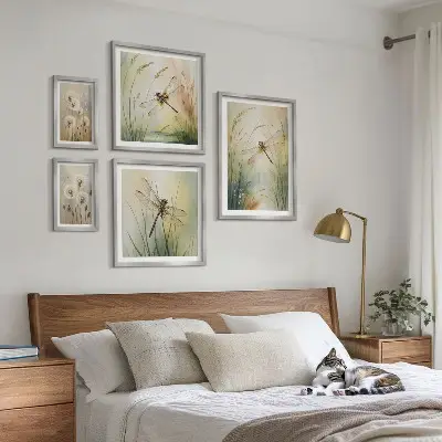 Conjunto de cuadros decorativos con motivos bohemios de la naturaleza y libélulas