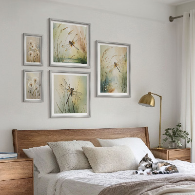 Conjunto de cuadros decorativos Motivos bohemios de la naturaleza con libélulas