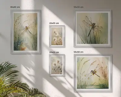 Conjunto de cuadros decorativos con motivos bohemios de la naturaleza y libélulas