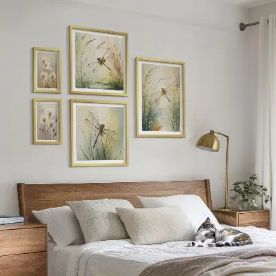 Conjunto de cuadros decorativos con motivos bohemios de la naturaleza y libélulas