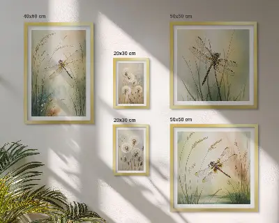Conjunto de cuadros decorativos con motivos bohemios de la naturaleza y libélulas