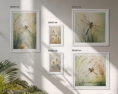 Conjunto de cuadros decorativos con motivos bohemios de la naturaleza y libélulas