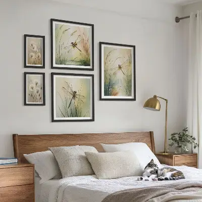 Conjunto de cuadros decorativos con motivos bohemios de la naturaleza y libélulas