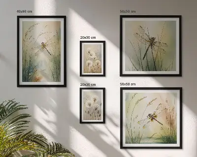 Conjunto de cuadros decorativos con motivos bohemios de la naturaleza y libélulas